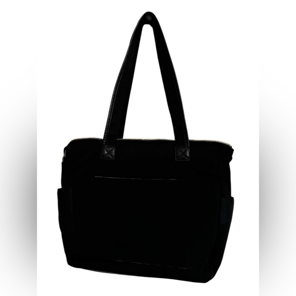 Gianni Bini Black Tote Bag – Gold Toned Hardware – Stylish Shoulder Bag Purse - Picture 3 of 12